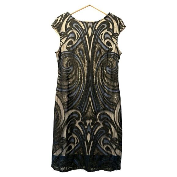 Julia‎ Jordan Sheath Dress Embroidered Fairycore Whimsygoth Sz 14 Black Stretch - Picture 2 of 12